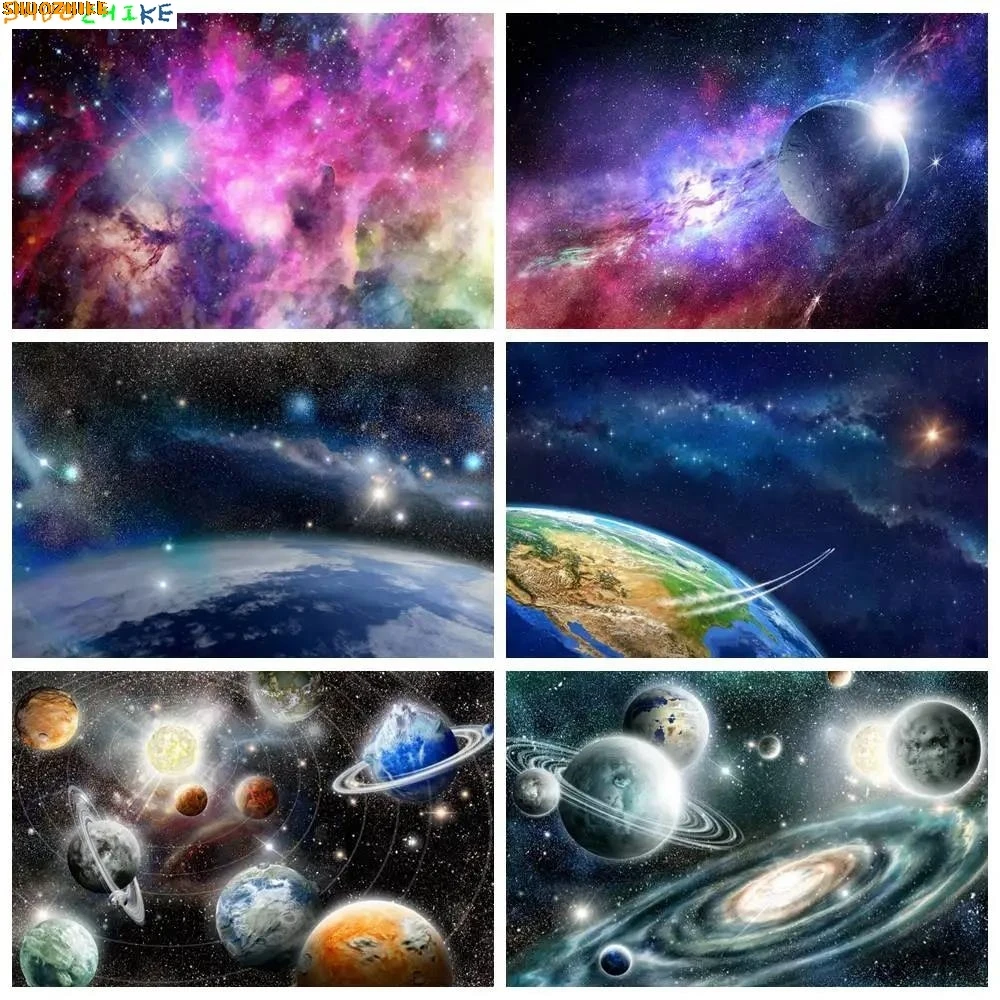 

Galaxy Nebula Planet Backdrop for Photography Universe Outer Space Star Background Boys Birthday Party Decoration Props