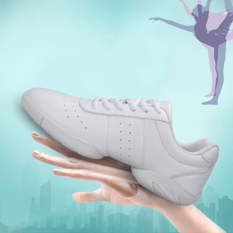 Zapatos de baile para mujer, zapatillas transpirables de cuero blanco, suela suave, para Jazz, para práctica de baile cuadrado de Salsa, zapatos de baile modernos