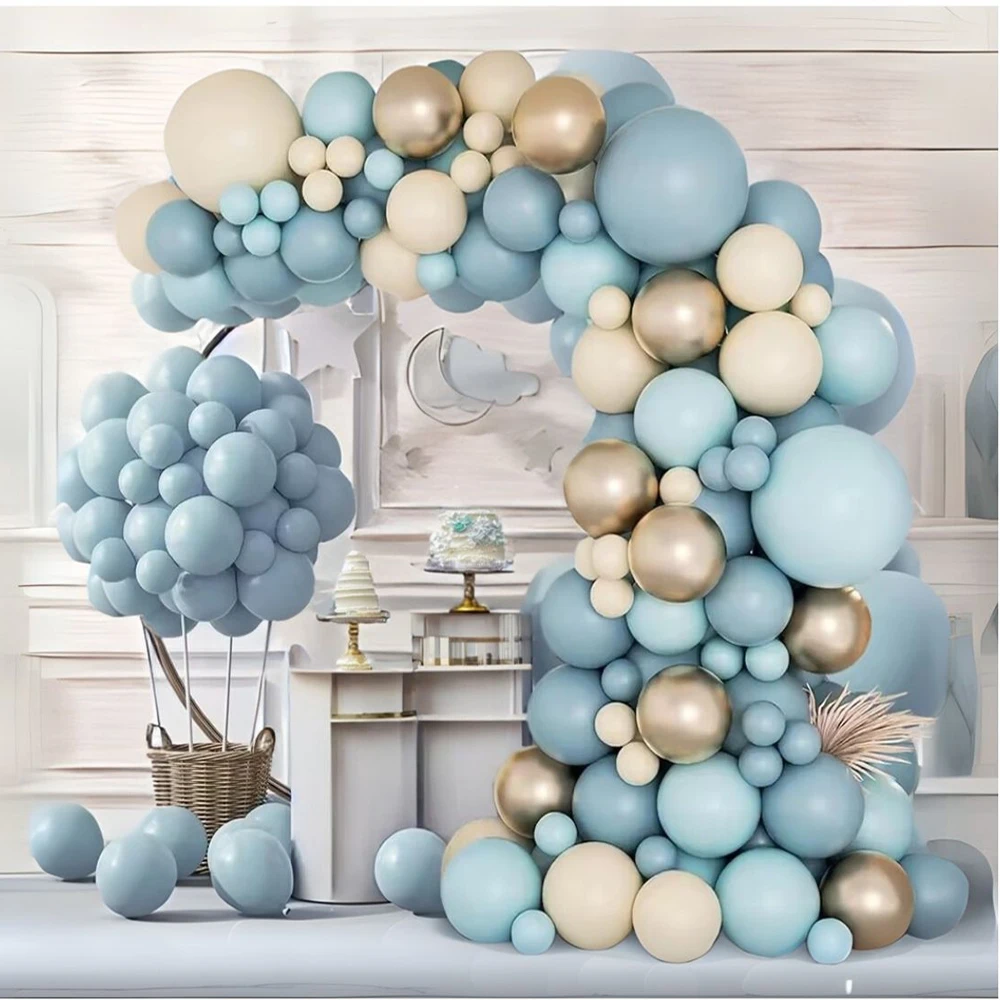 Macaron-guirnalda de globos azul polvoriento, Kit de arco, decoración para fiesta de feliz cumpleaños, globos para Baby Shower para niños, suministros para fiesta de boda