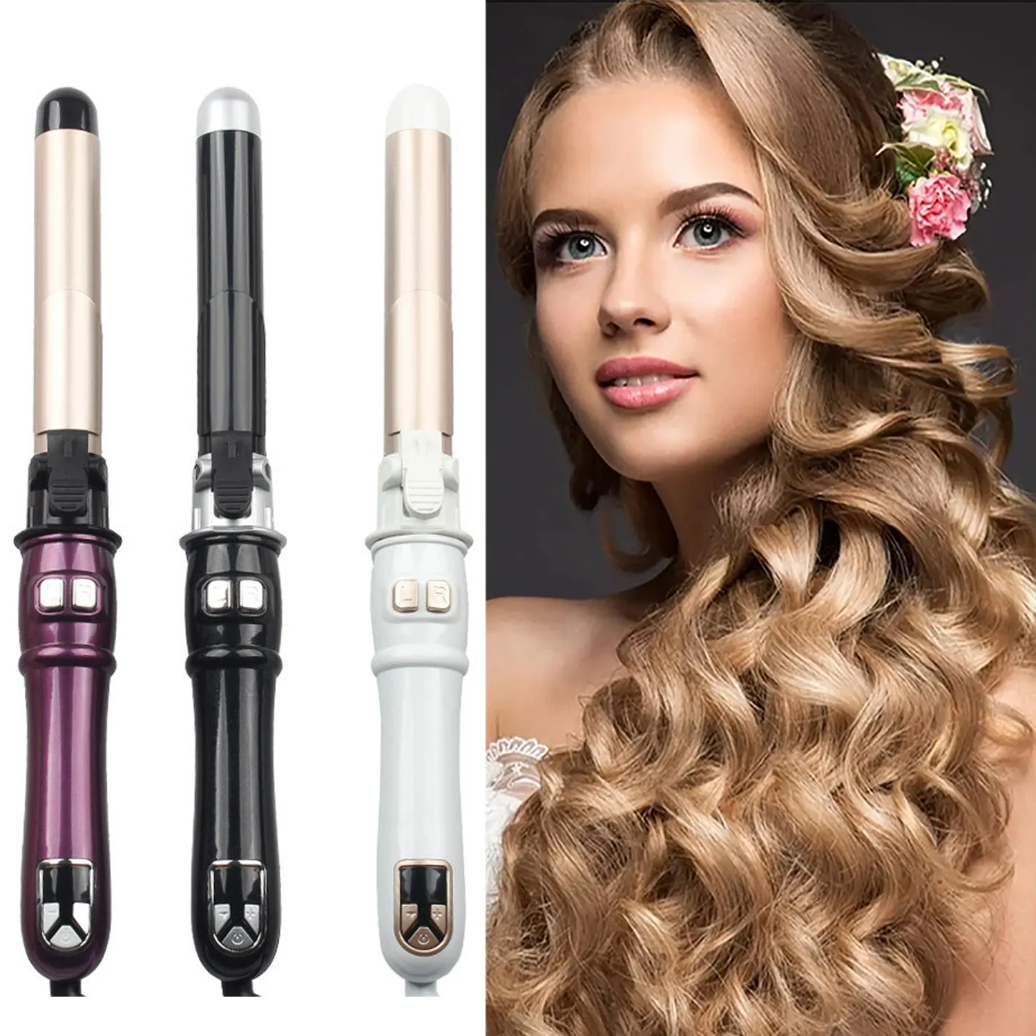 

32mm 1.25inch Full Rotating Curling Iron Curling Wand Automatic Hair Curler Large Curls Auto Hair Big Waver Hair Styling Irons