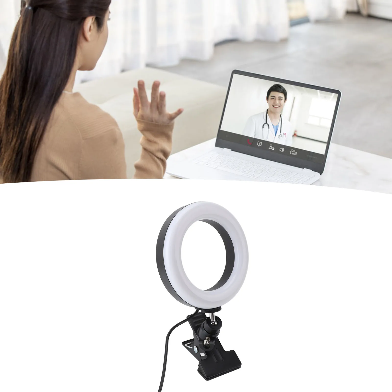 ZK20 Clip On Selfie Fill Light Professional USB Plug in High Brightness Adjustable LED Fill Light for Cell Phone Laptop Tablet