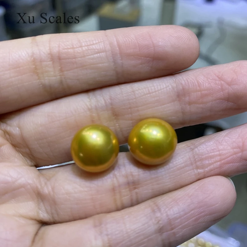 DIY Anting-Anting Cincin Mutiara Emas Optimasi Air Tawar Alami Setengah Lubang Partikel Manik Telanjang Longgar Bulat Datar Jenis Roti Kukus