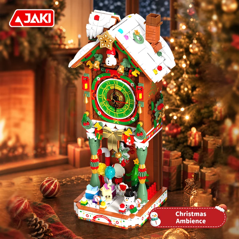 LK005 Christmas Clock, Home Decor, Holiday Ornament, Toys, MOC Building Blocks Set, Educational Toys, Christmas Gift