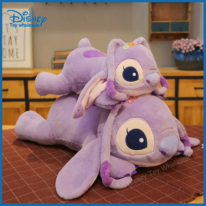 

55/80cm New Disney Kawaii Large Size Purple Angel Plush Toy Sleeping Pillow Cartoon Soft Stuffed Doll Room Decor Toys Girl Gifts