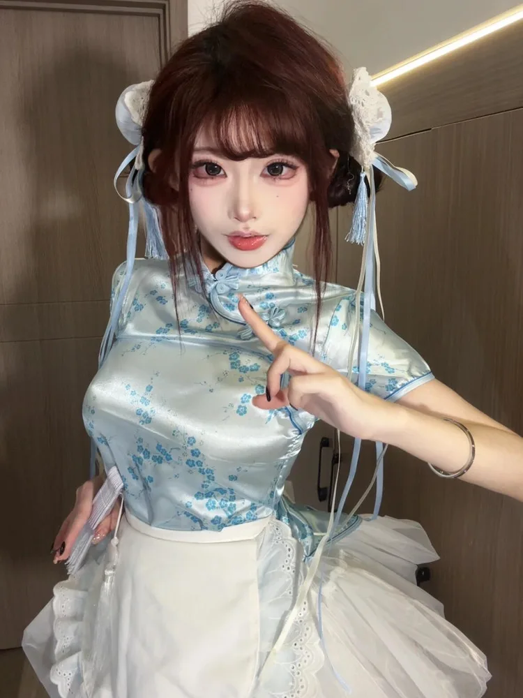 

Новый китайский Sle Dr loween Cisas Косплей orm Юбка горничной Комплект Лолита Ортокруглый воротник Низкий ...