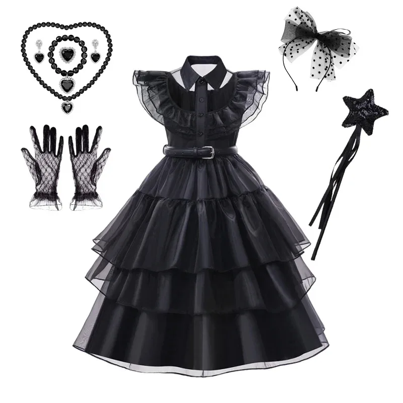 Girls movie role-playing costumes 3-12 years old gothic style black style clothing children Halloween carnival party girl dress