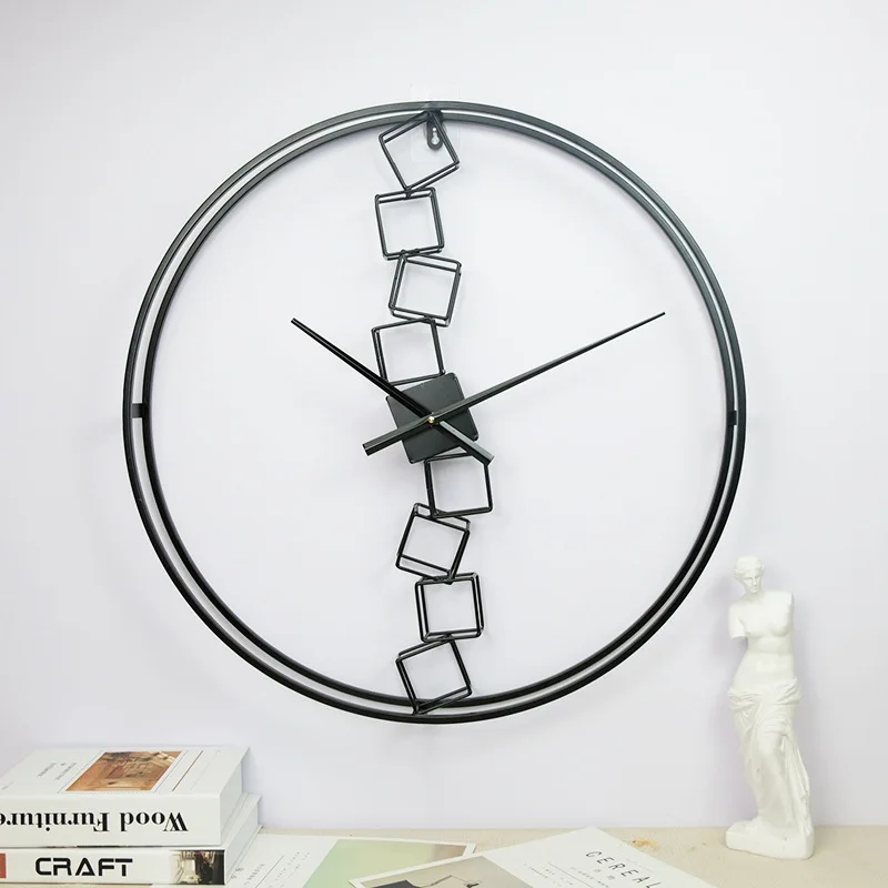 Fashionable And Minimalist Decorative Creative Home Living Room Hanging Nordic Light Luxury Metal Wall Clock Modern Design G