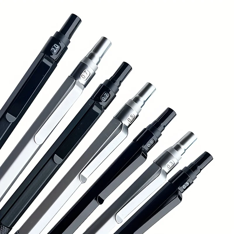0.3/0.5/0.7/0.9/2.0mm Mechanical Pencil Low Center of Gravity Metal Drawing Special Pencil Office Write Art Supplies for School image 6