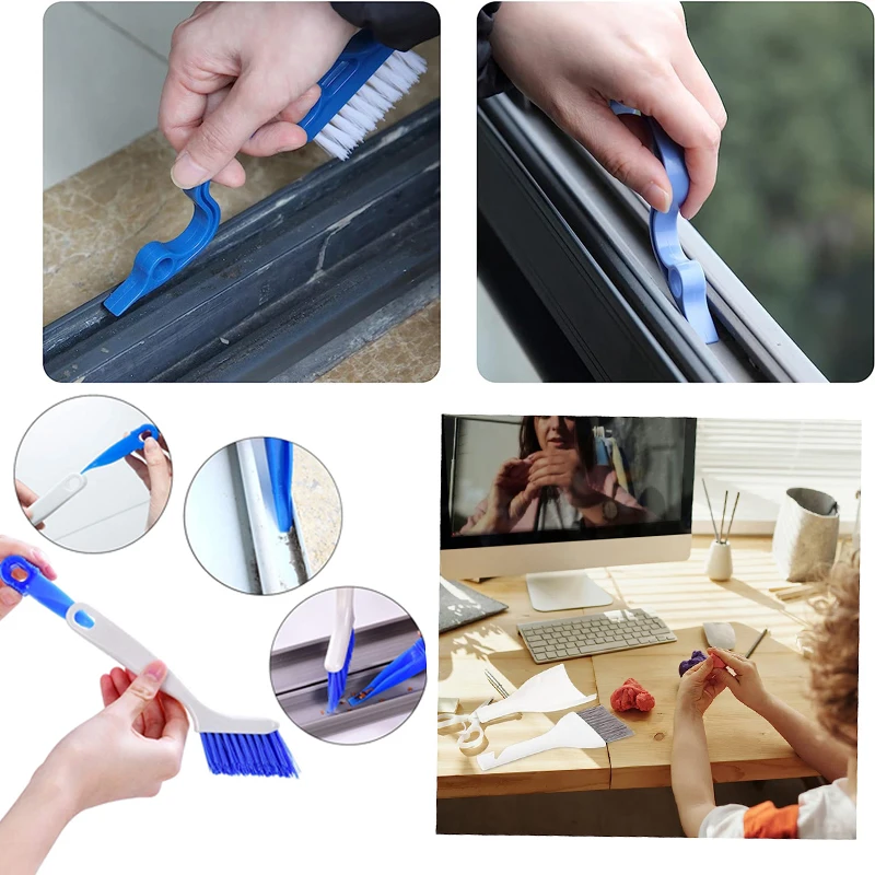 Household Clean Brushes Set Window Cleaning Tool For Slide Door Tile Lines Shutter Air Conditioner Vents Narrow Gap