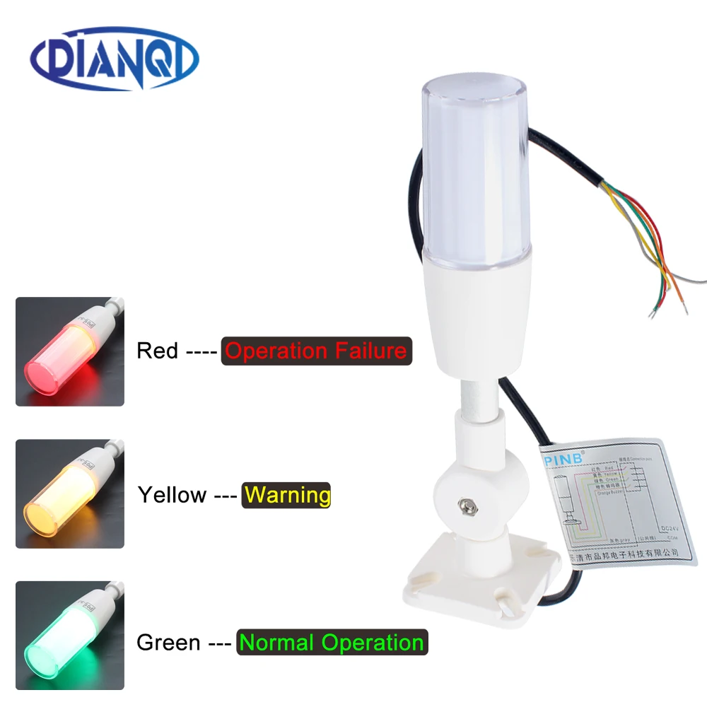 

New LED Three-Color Signal Indicator Lamp DC 24V 3 Color in 1 layer Smart Warning Light For CNC Machine Alarm Buzzer AC 220V