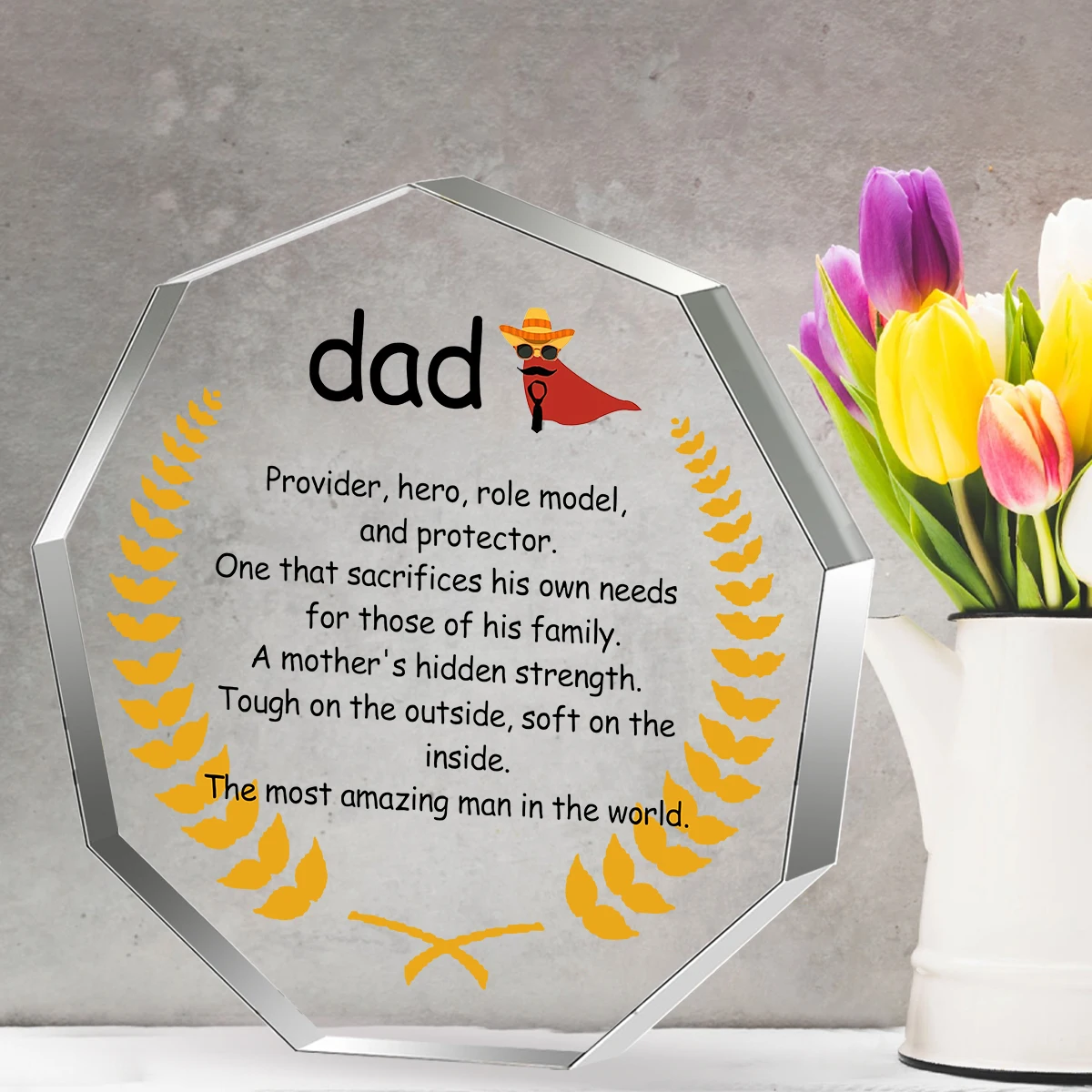 Father Day Gift Ideas from Daughter Dad Acrylic Puzzle Plaque Keepsake for Gift Thanksgiving Christmas Gifts Paperweight Office