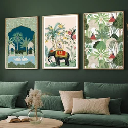 Modern Indian Royal Art Peacock Elephant Poster and Prints for Living Room Vintage Canvas Painting Wall Art Picture Home Decor