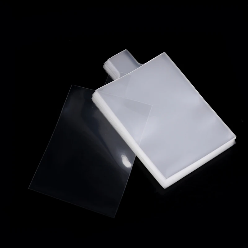 New 100Pcs Pull Tab Sleeves For Card Savers Semi-rigid Game Card Holders With Ears More Convenient Card Pickup