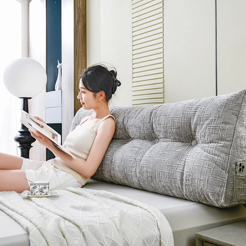 2026 New Arrival Neilon Velvet Triangular Headboard Soft Cushion Waist Support With Insert Removable For Tatami Sofa Bay Window