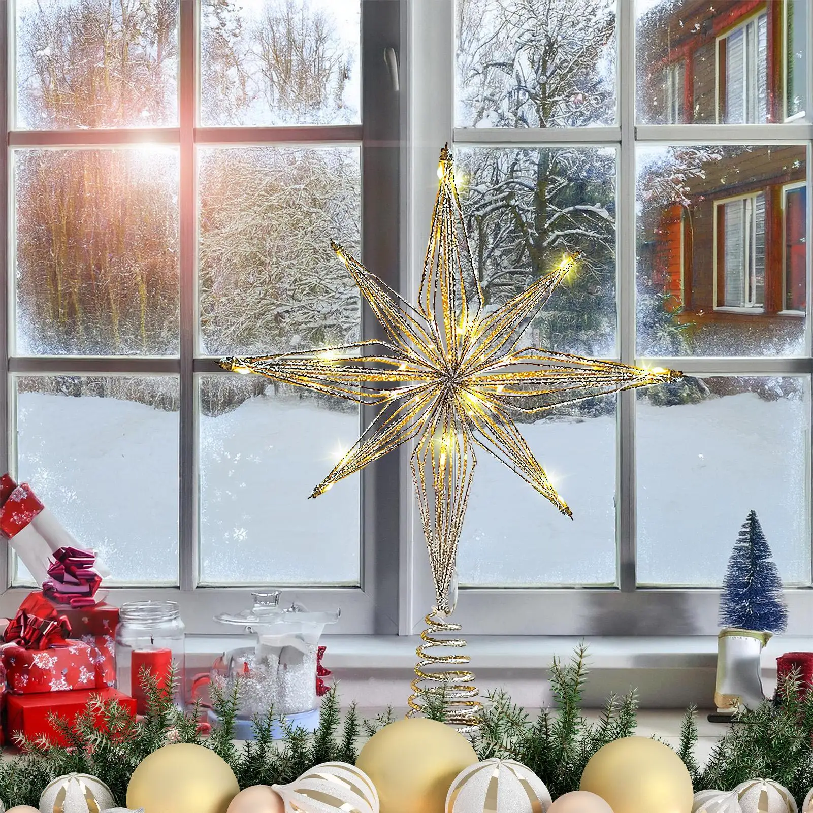 3D LED Light Up Christmas Tree - đánh giá và giá Star Tree Topper