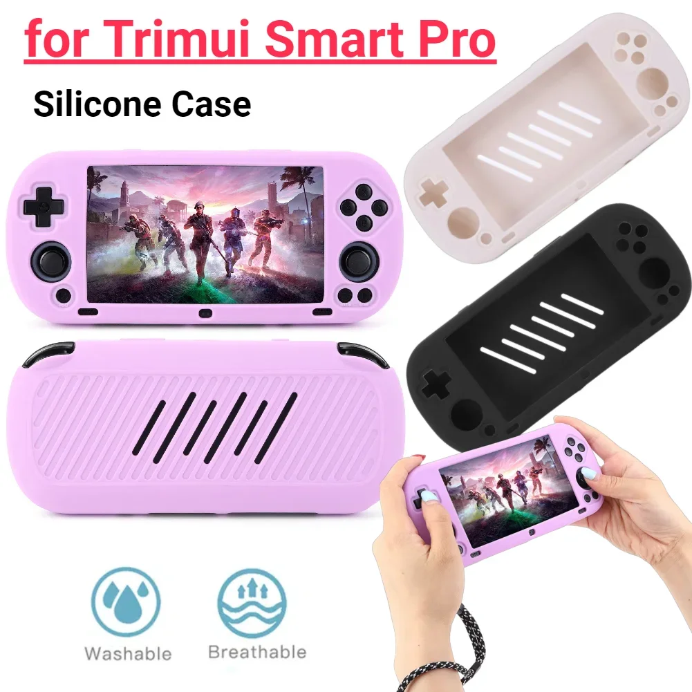 For Trimui Smart Pro Game Console Silicone Case Shockproof Soft Skin Cover with Lanyard for Trimui Smart Pro Accessories