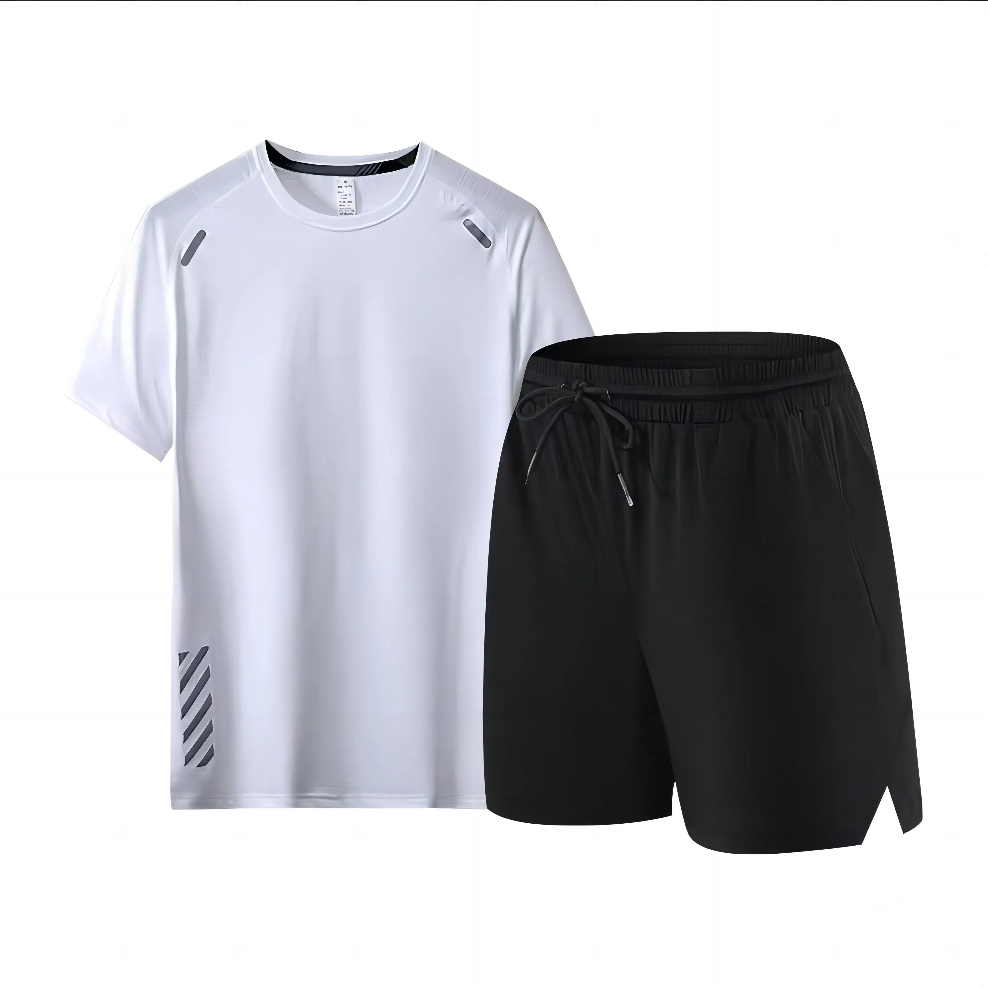 Summer Men's Sportswear Short Sleeve T-shirt Custom Printed LOGO Top Shorts Two-piece Round Neck Fitness Gym Running Suit Men