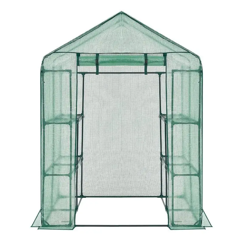 

Walk-in Greenhouse, 55.5" x 56.1" x 78.7" Greenhouse for Outdoors with PE Cover, 2 Tiers 8 Shelves, Roll-Up Zipper Door, Walk in Green House, Portable Plant Garden Hot House for Backyard Outside