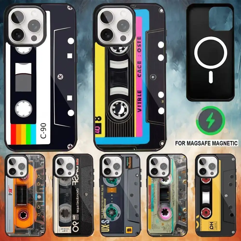 

Magnetic R-Radio Tape Phone Case For iPhone 17 16 15 14 13 12 Pro Max Plus for Magsafe Mirror Wireless Magnetic Cover