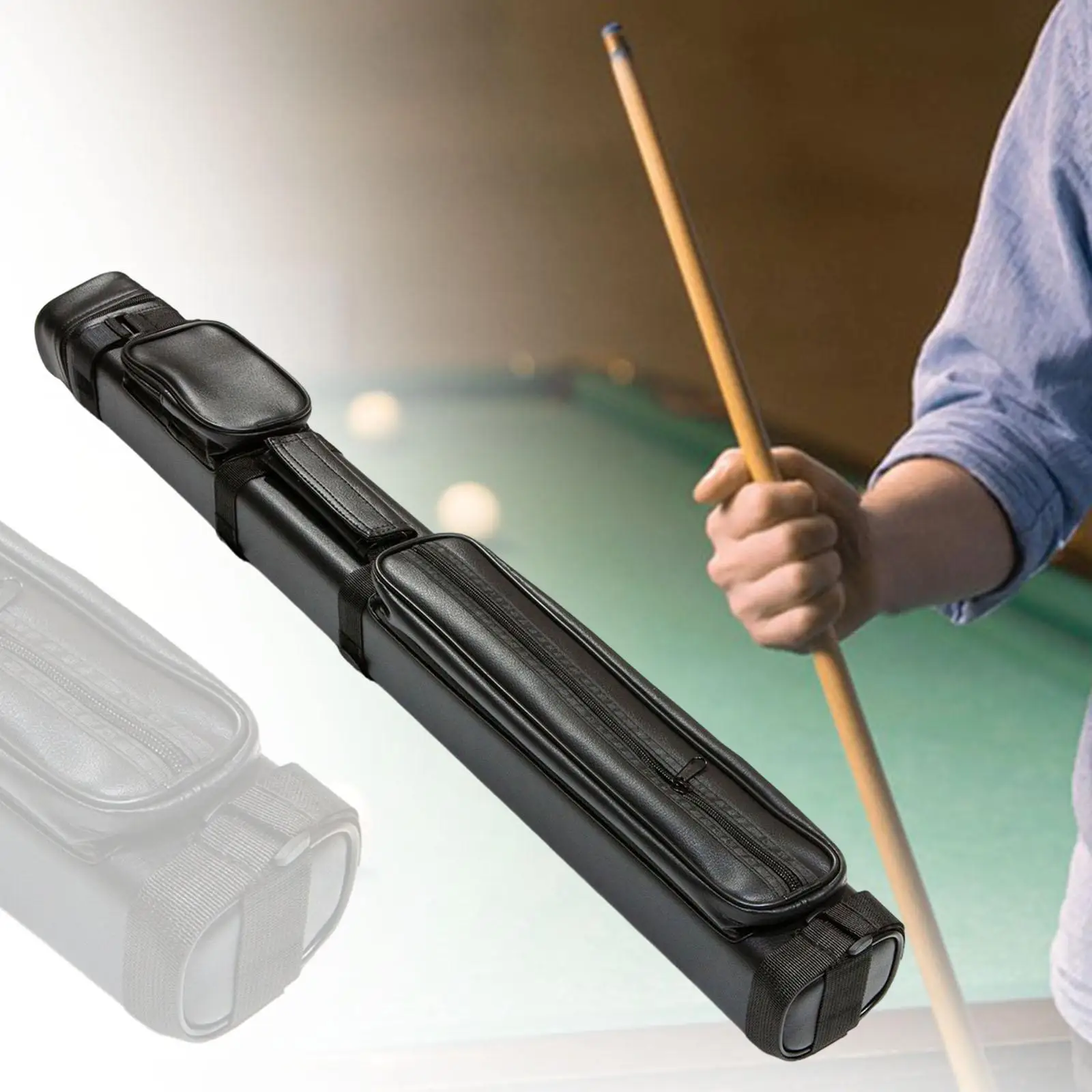 

Hard Pool Cue Case PU Leather Snooker Stick Holder Bag for Billiard Supplies and Cue Accessories