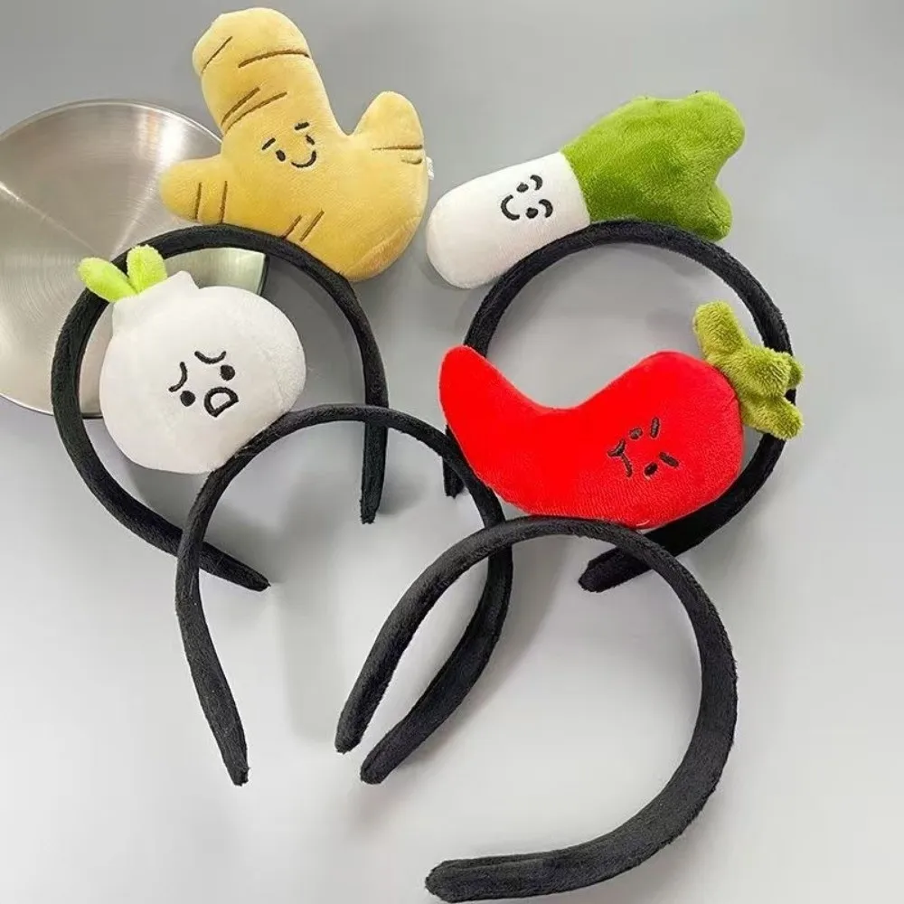 Diadema creativa de dibujos animados de verduras, diadema divertida de cebolla, pimienta y jengibre, diadema de rendimiento para fotografía, accesorios para niños