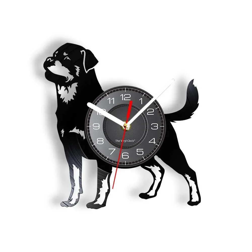 Rottweiler German Breed Vinyl Record Art Decorative Wall Clock Rottweil Butchers Rottie Disk Crafts Silent Dog Lover Gifts