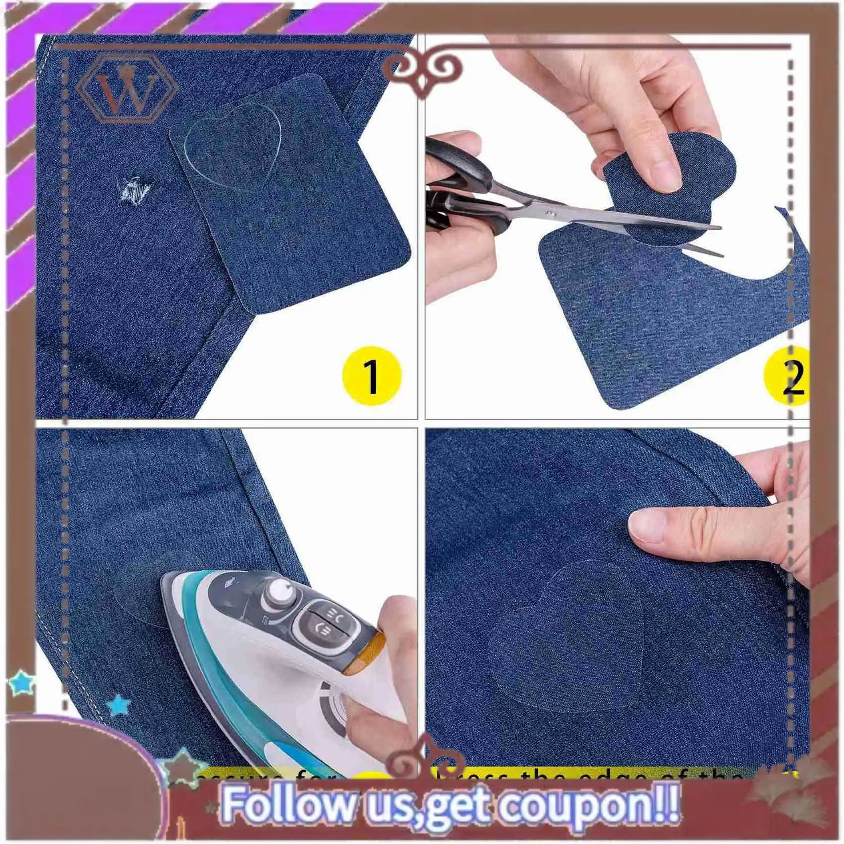 

A95D-железные джинсовые нашивки для одежды, джинсов, 36 шт., 3 цвета (4,9 x 3,7 дюйма)