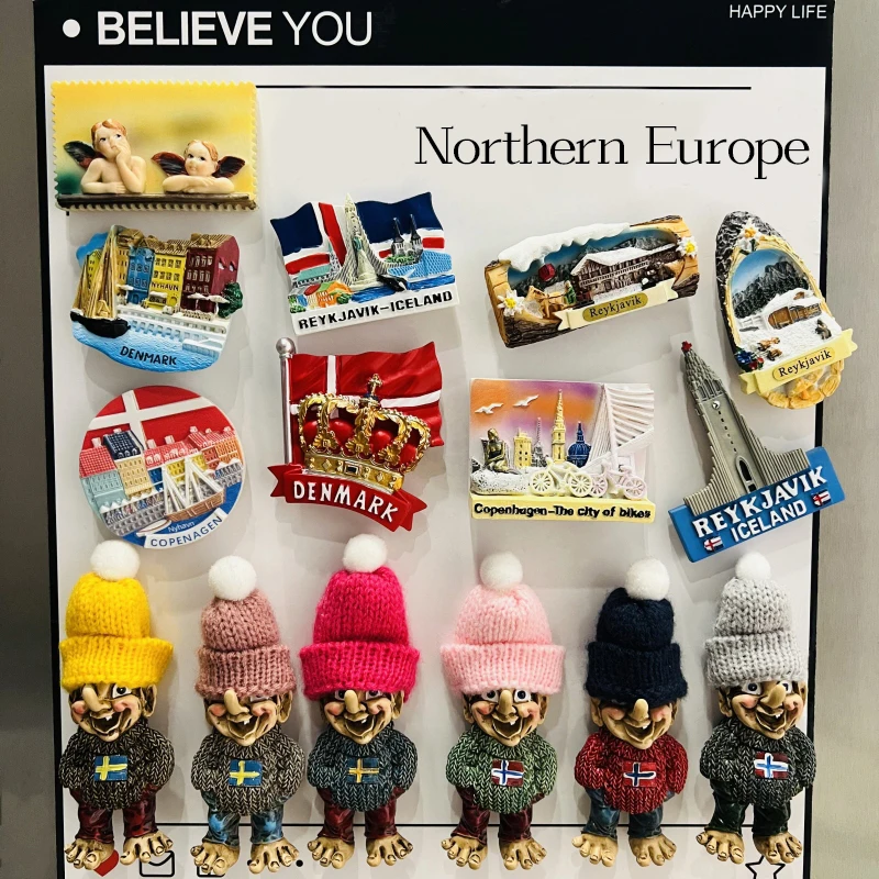 Северная Европа, Швеция, Каффаген, Иceland, 3D Стереоскопический, Сувениры для туризма, Картина из смолы, Украшение дома, Магниты на холодильник