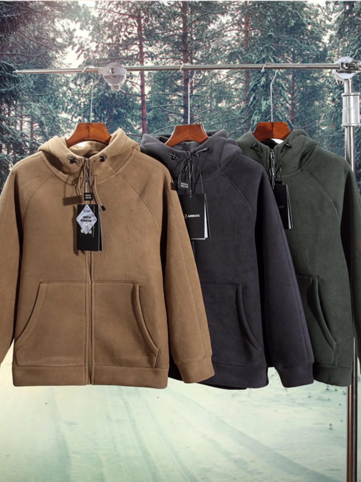 

Tanggicord Heavyweight Double-Sided Fce Hoodie Jaet Men's Winter Outerwear Youth Faion Autumn Winter