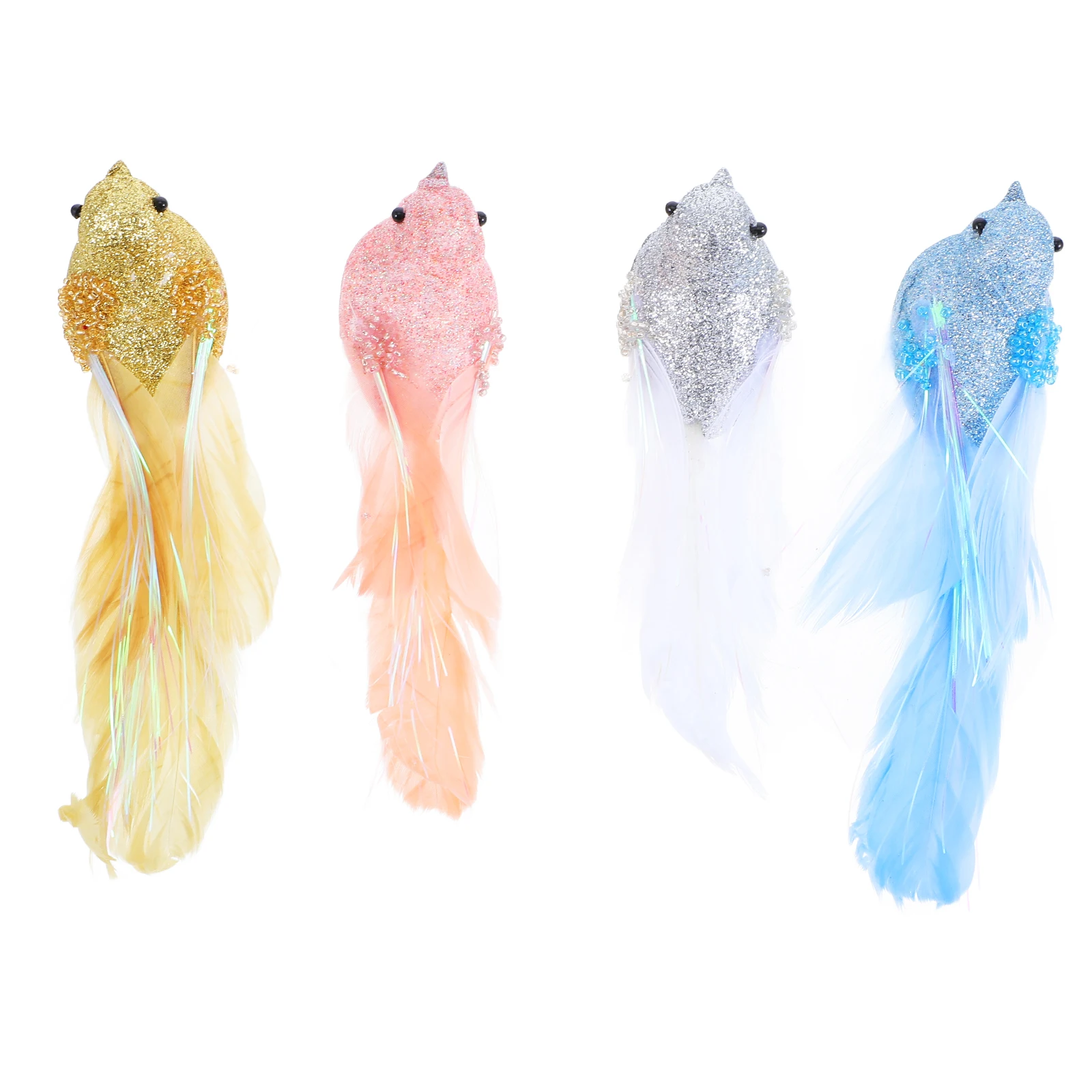 

4pcs Artificial Birds Clip for Party Decoration Feathered Props Garden Home nament Yard Art Craft Supplies Mini Bird Cake