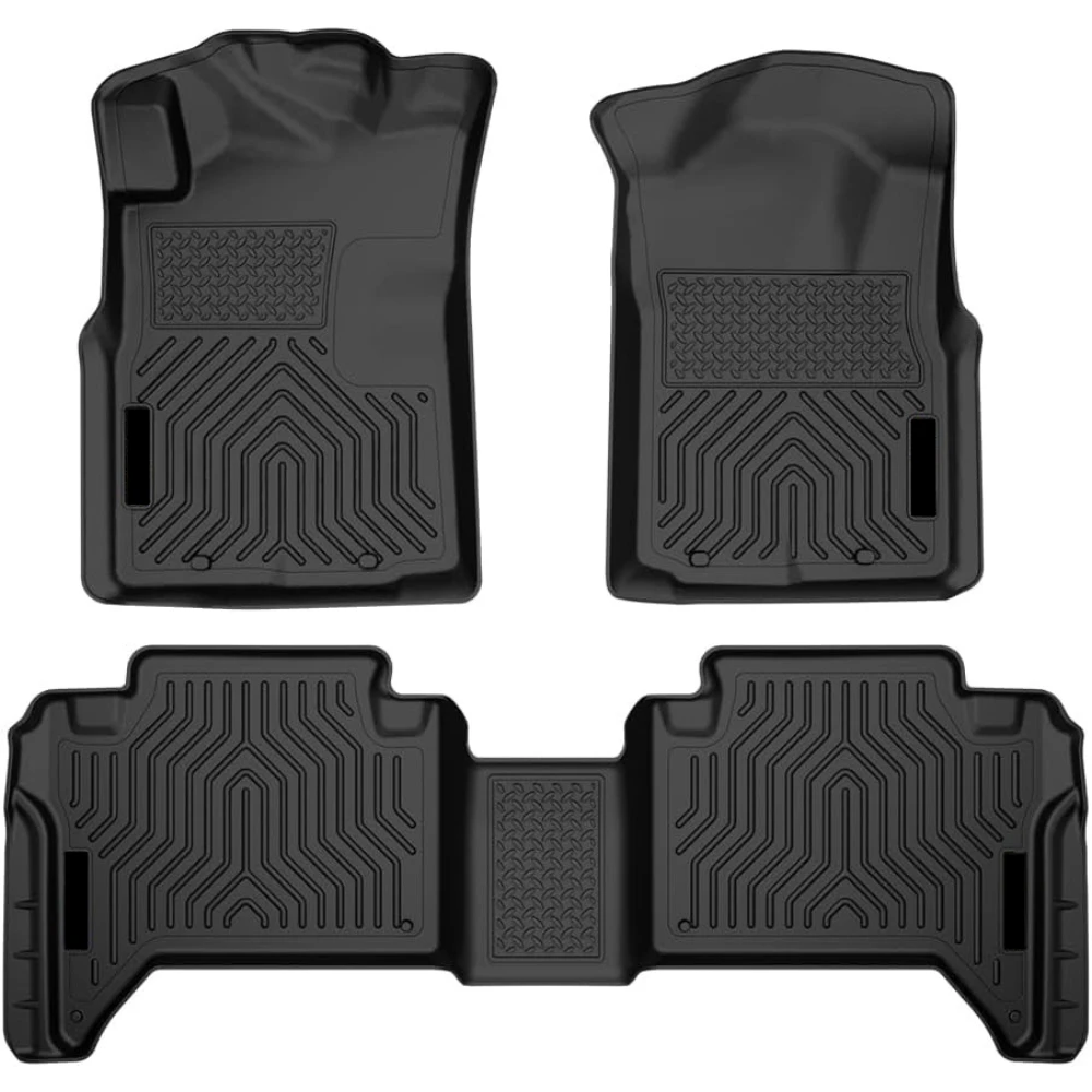 

TPE Cargo Liners Black For Toyota Tacoma Double Cab 2005-2015 All Weather Full Cover Protection 1st & 2nd Row Floor Liner