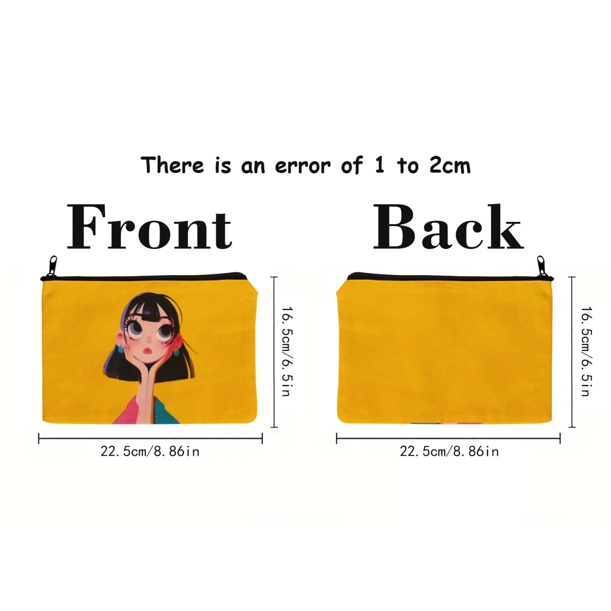 Girl with peculiar colors Stylish Zippered Makeup Bag Portable Cosmetic Case with Mirror Durable Travel Toiletry Bag