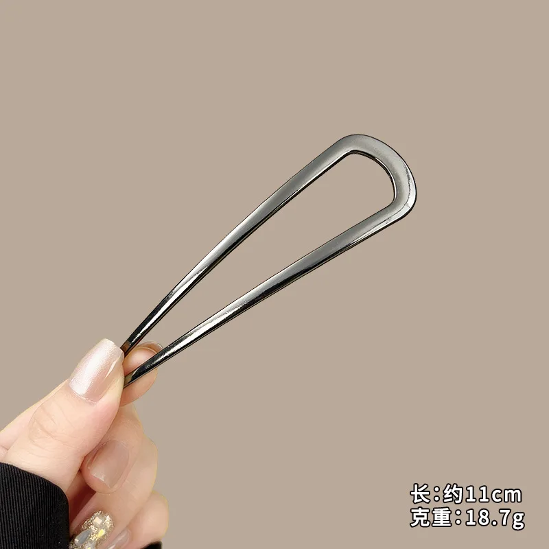 Dicke, einfache U-förmige Haargabeln für Frauen und Mädchen, Metall-Haarspangen, geometrische Haarclips, modische Haaraccessoires für Damen – Detail 26