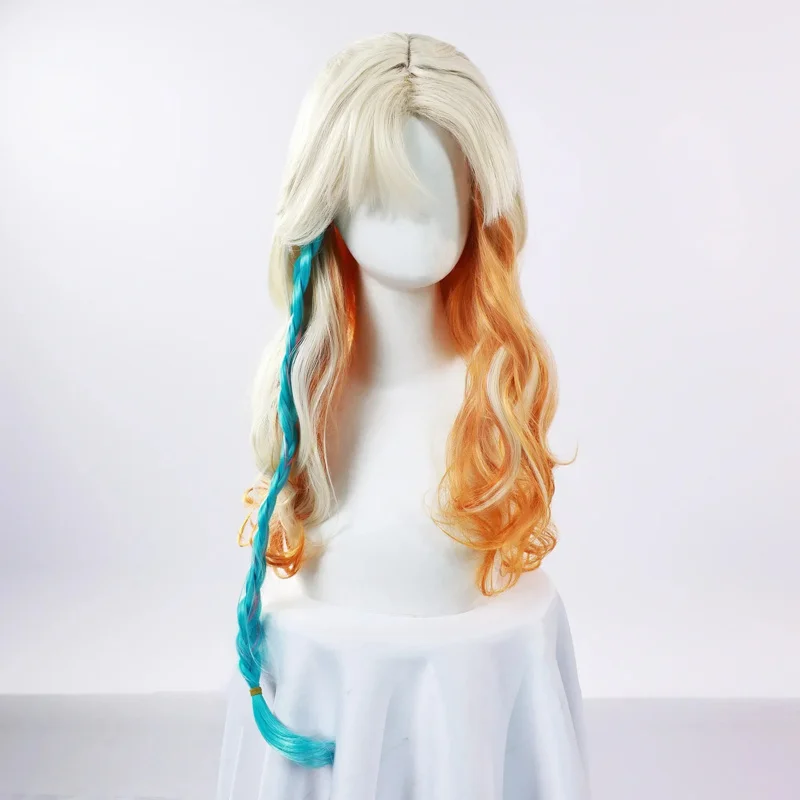 جينشين إمباكت زييلونين شعر مستعار كوسبلاي ذهبي أصفر طويل شعر وردي أزرق جديلة لعبة ساخنة Natlan حفلة الهالوين لـ Wom8;c'4,t;6.j'2;