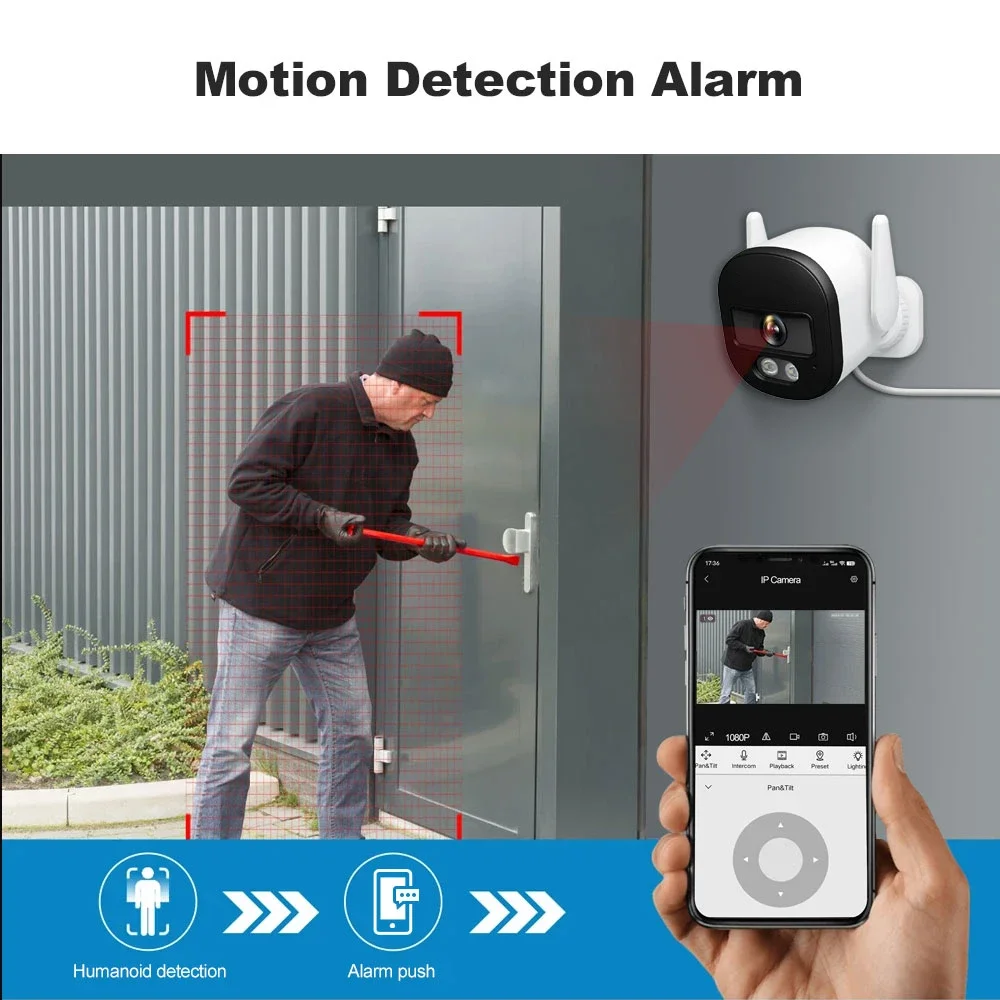 كاميرا تويا بوليت، خارجية، خارجية بدقة 4 ميجابكسل، 5 جيجا هرتز، واي فاي، مقاومة للماء، ثنائية الاتجاه، إنذار كشف الحركة، كاميرات IP مع أليكسا، جوجل، أونفيف