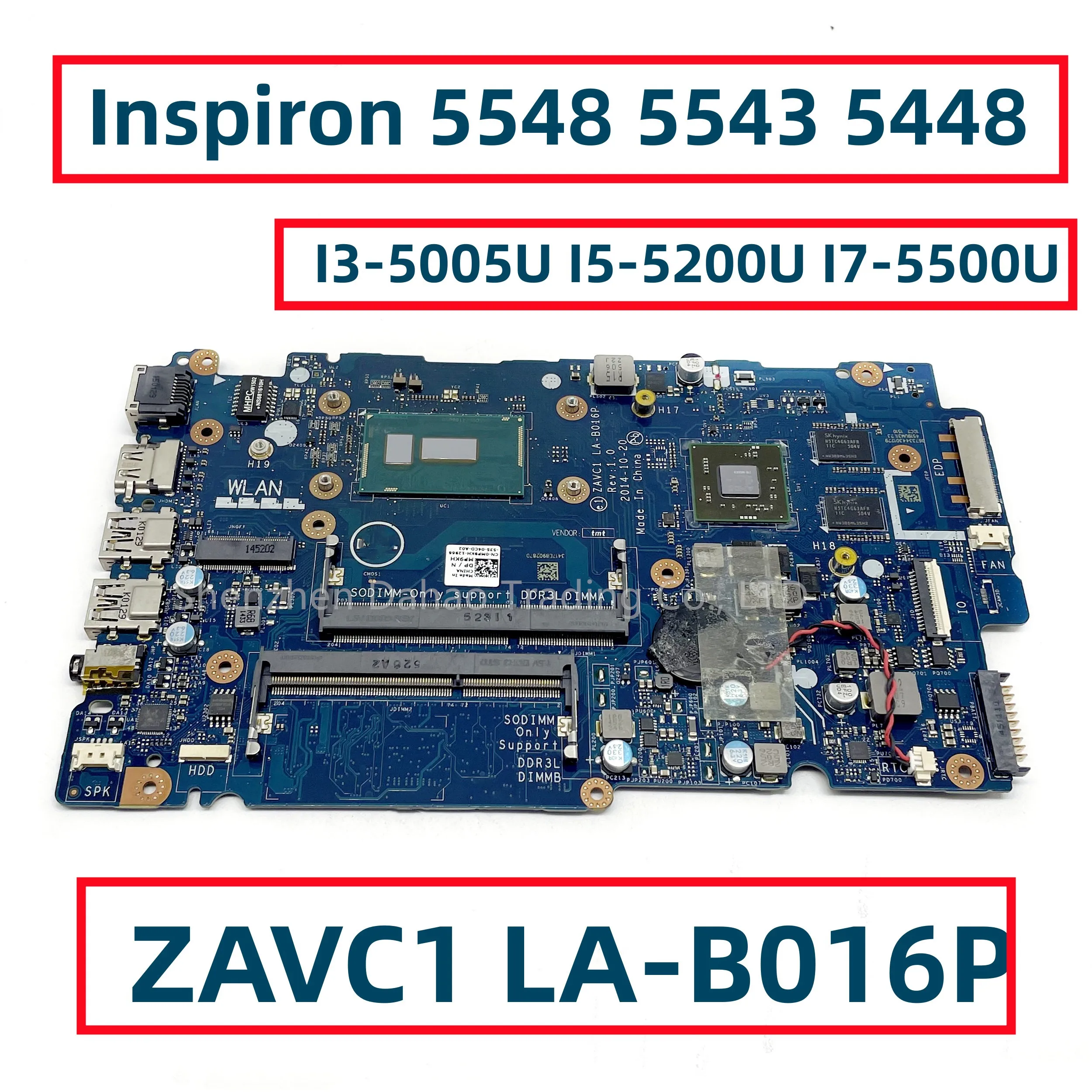 

216-0858020 ZAVC1 LA-B016P For dell Inspiron 5548 5543 5448 Laptop Motherboard With I3-5005U I5-5200U I7-5500U CPU CN-08G7TP