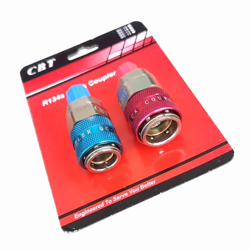 R134A Connettore accoppiatore rapido per auto lato basso e alto Adattatori in ottone Aria condizionata Refrigerante Manometro AC regolabile