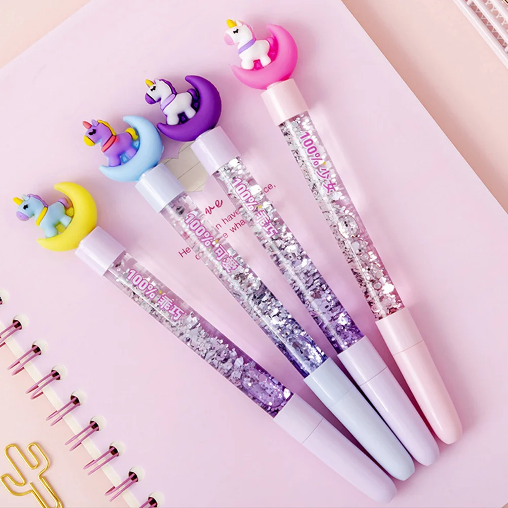 4 Pcs Cartoon Pen Gel Pupils Fountain Ink Multi-function Pens Plastic Note