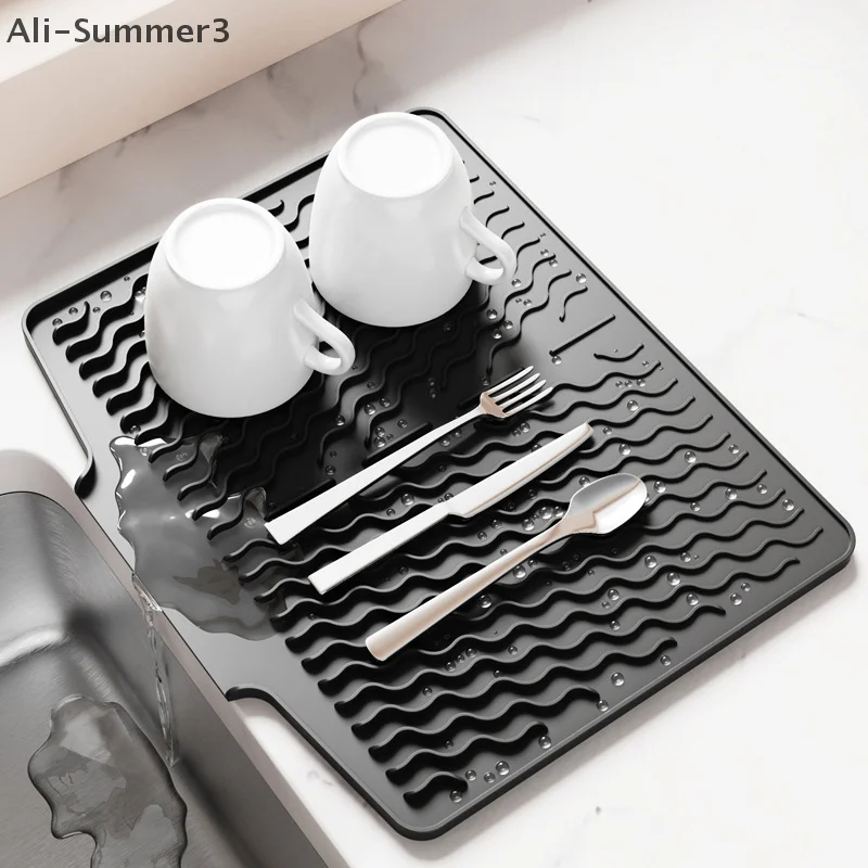 

Silicone Dish Drying Mat With Drain Lip 15.6'' X 12.9'' Silicone Dish Drying Mat For Kitchen Counter, Sink Drying Mat