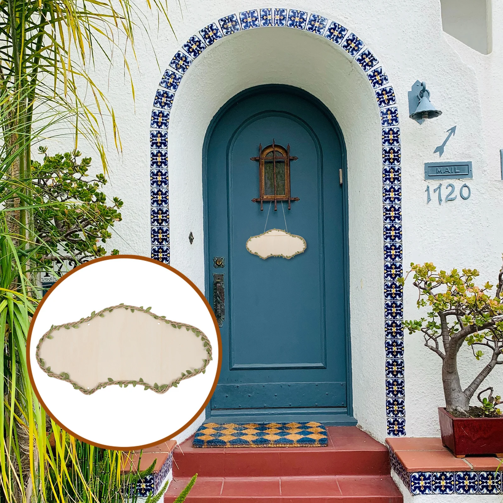 

1Set Wooden Area Corner Sign Rustic Blank Hanging Board DIY Painting Craft Plaque for Home Cafe Office Decoration