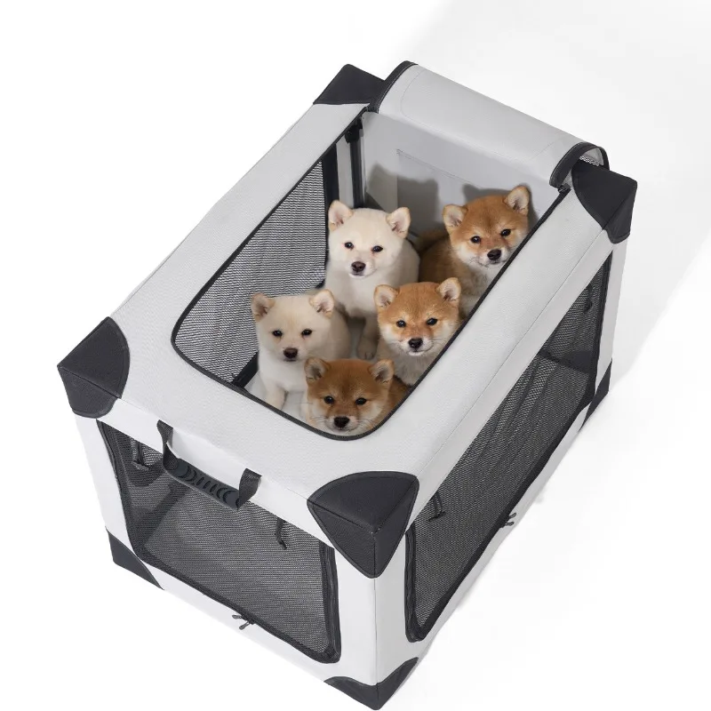Foldable Pet Crate Breathable Portable Dog Travel Cage Indoor Outdoor Collapsible Dogs Kennel Multi‑Door Soft Cats Dogs Carrier