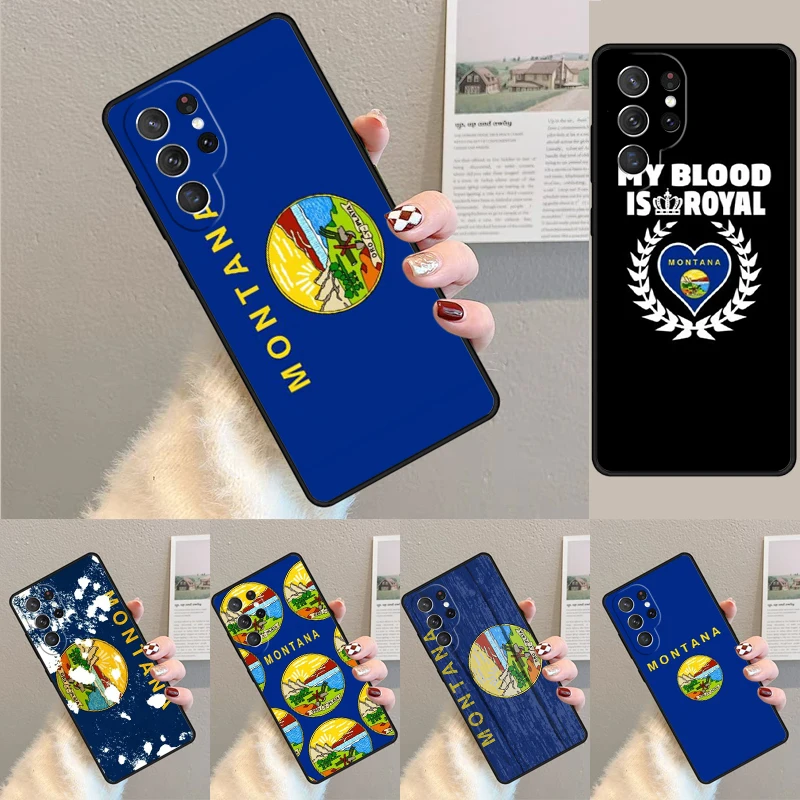 Distressed Montana Flag Handyhülle für Samsung Galaxy Note 10 Pro S26 Ultra S23 S24 FE S25 S21 S22 PLUS stoßfeste Schutzhülle