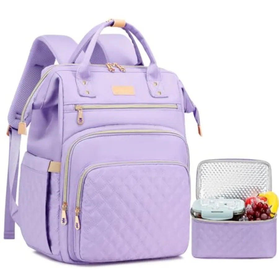 

Lunch Backpack 15.6 inch Laptop Backpack with Insulated Lunch Bag Backpack Cooler for Women Large Travel Backpack Lunch Box Com
