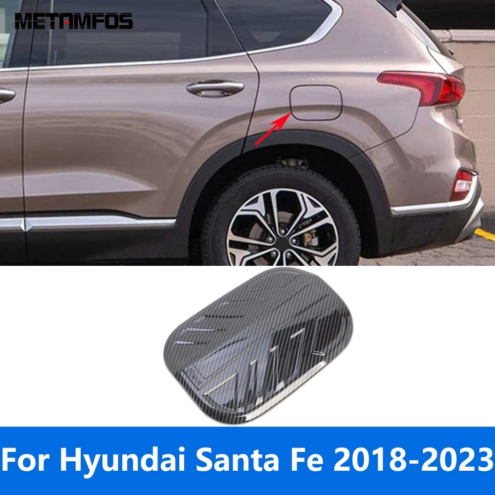

For Hyundai Santa Fe 2018 2019 2020 2021 2022 2023 Carbon Fiber Fuel Tank Cap Gas Oil Filler Cover Trim Exterior Accessories