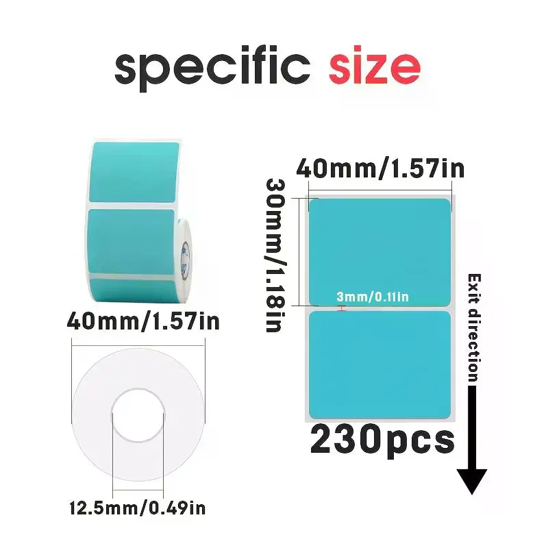 

4 Rolls/Set 40mm x 30mm New Thermal Label Printer Stickers, Self-Adhesive Color Laser Thermal Paper