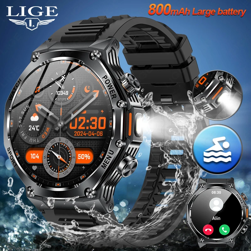 LIGE New Smart Watch Heart Rate Wireless Calling IP67 Waterproof 800mAh Battery life Music Control Men Smart watches Android lOS