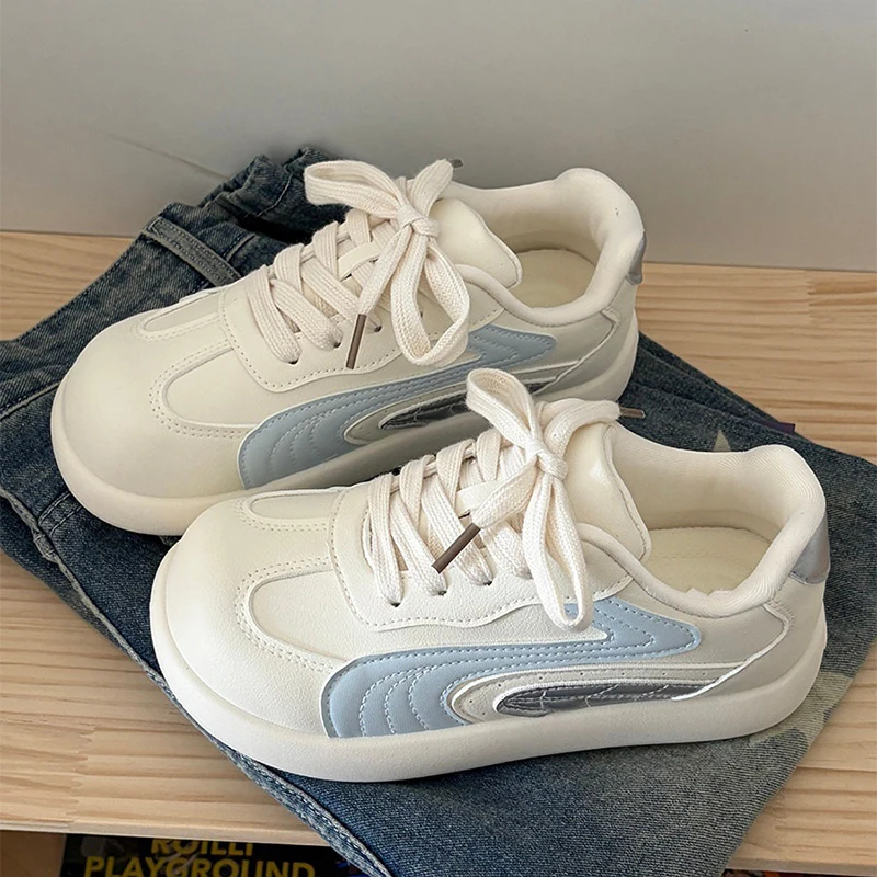 Women's White Shoes 2026 New Autumn Classic Versatile Thick-soled Niche Color-blocked Student Comfortable Sports Casual Shoes