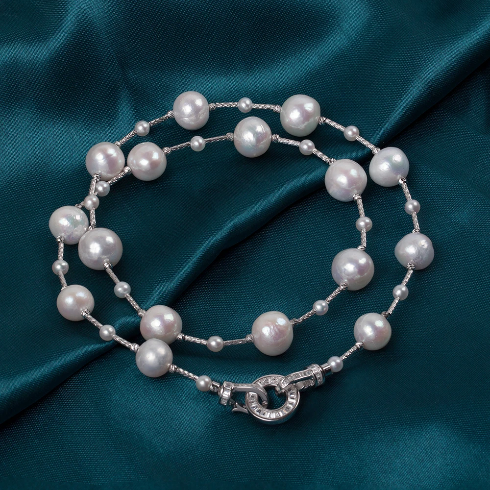 

Genuine Freshwater Round Pearls - 9-10mm Necklace 17", Great Luster, Hypoallergenic Clasp PN013