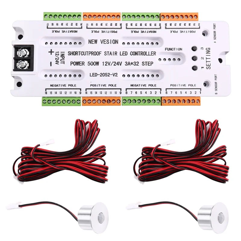 m16k-ラダー防止モーションセンサーナイトライト-32-チャンネル-led-dc12v-24v-階段調光コントローラー短絡保護