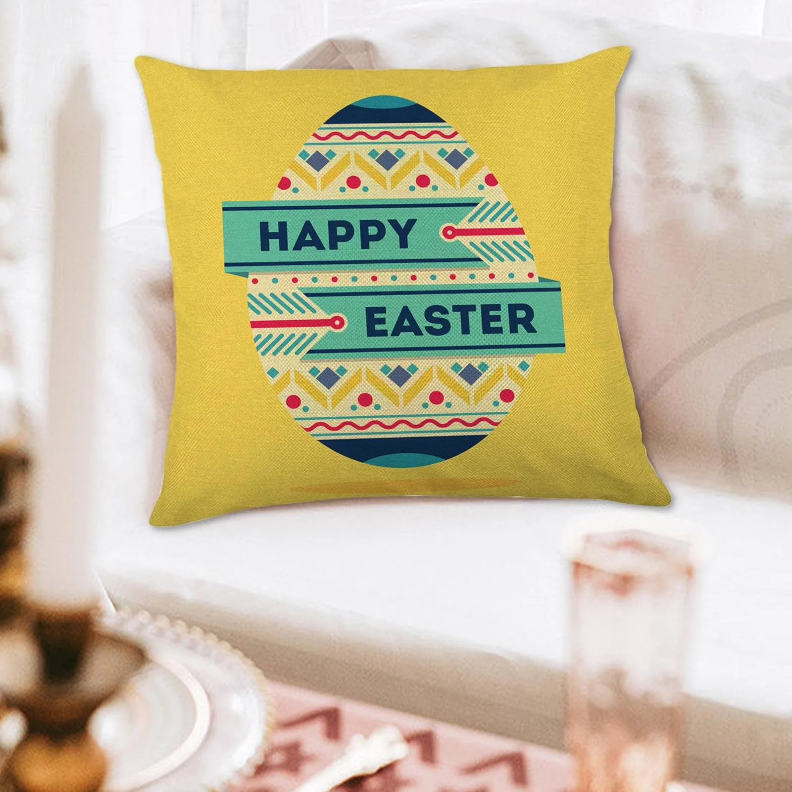 Easter Pillow Covers 18 X 18 Inch Easter Bunny Egg Satin Pillowcase with Zipper Standard Pillowcases Cotton Pillowcases Zipper